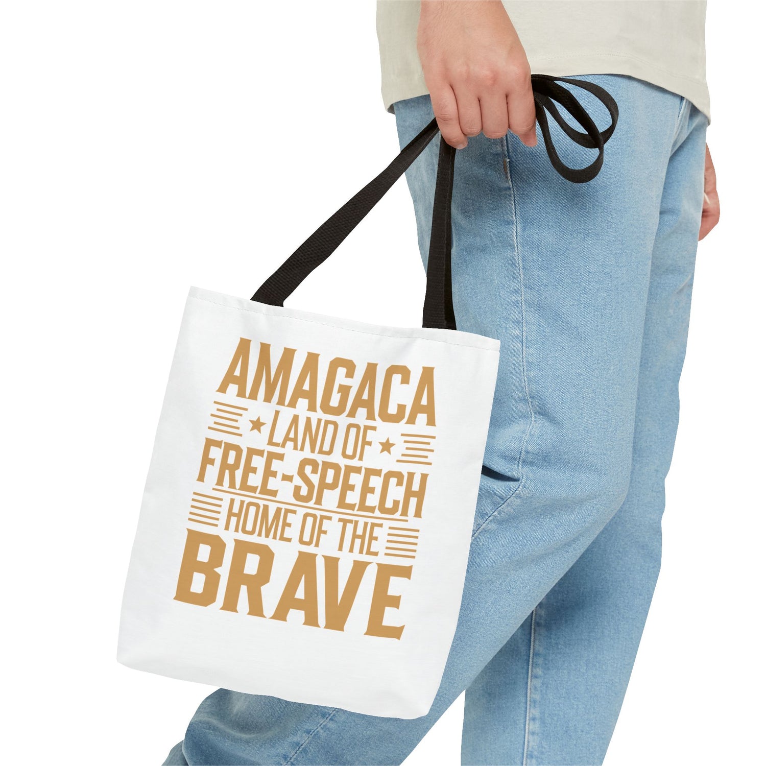 AMAGACA-LAND OF FREE SPEECH AND HOME OF TEH BRAVE Tote Bag (AOP)