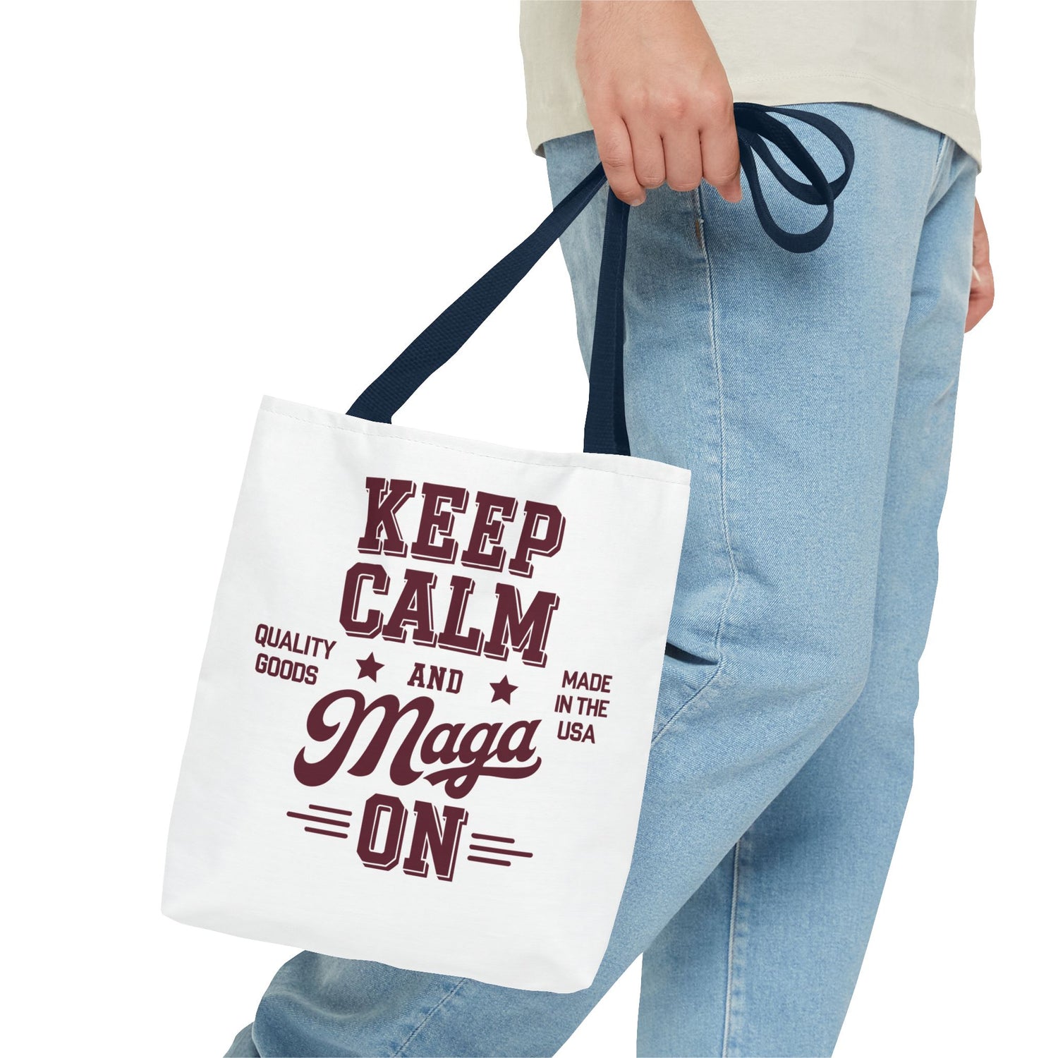 KEEP CALM AND MAGA ON Tote Bag (AOP)