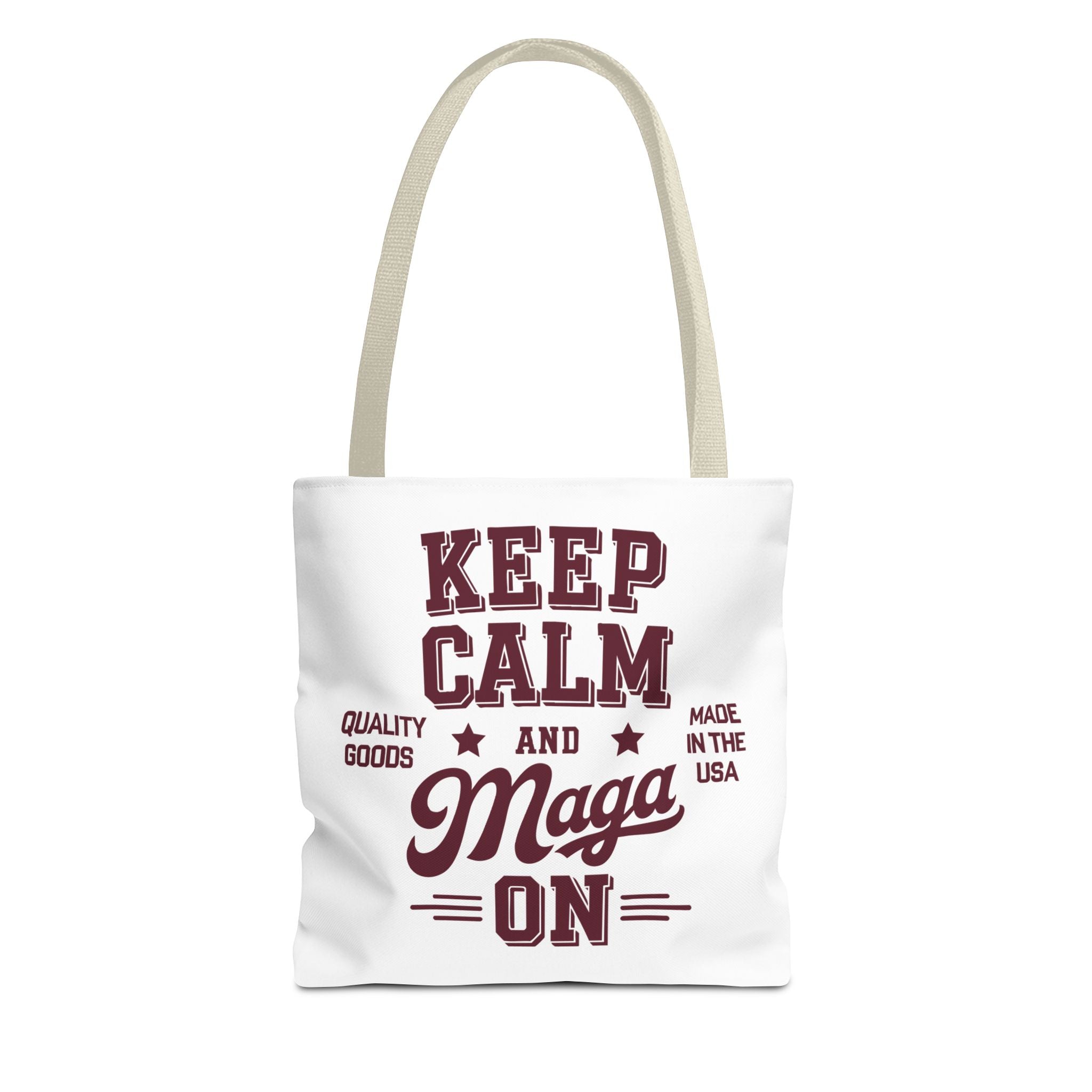 KEEP CALM AND MAGA ON Tote Bag (AOP)