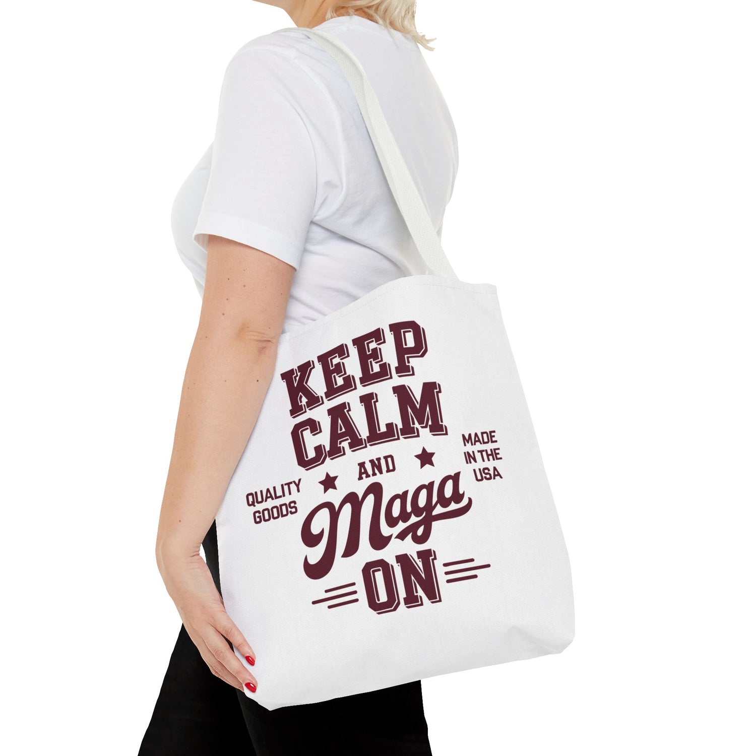 KEEP CALM AND MAGA ON Tote Bag (AOP)