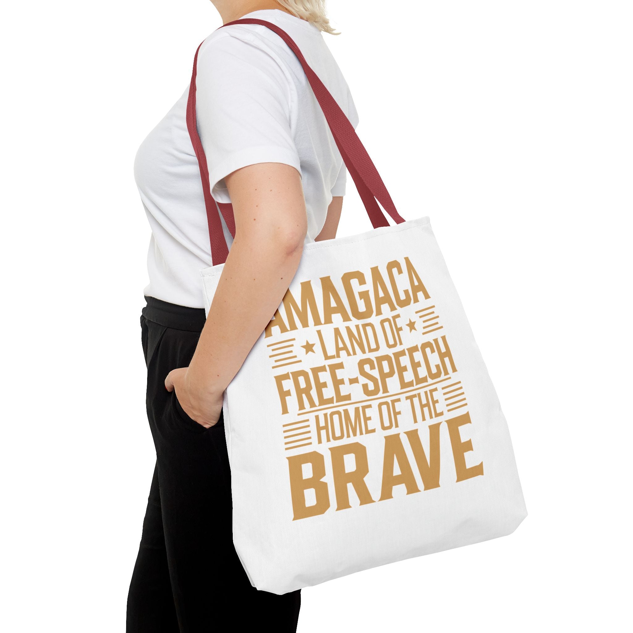 AMAGACA-LAND OF FREE SPEECH AND HOME OF TEH BRAVE Tote Bag (AOP)