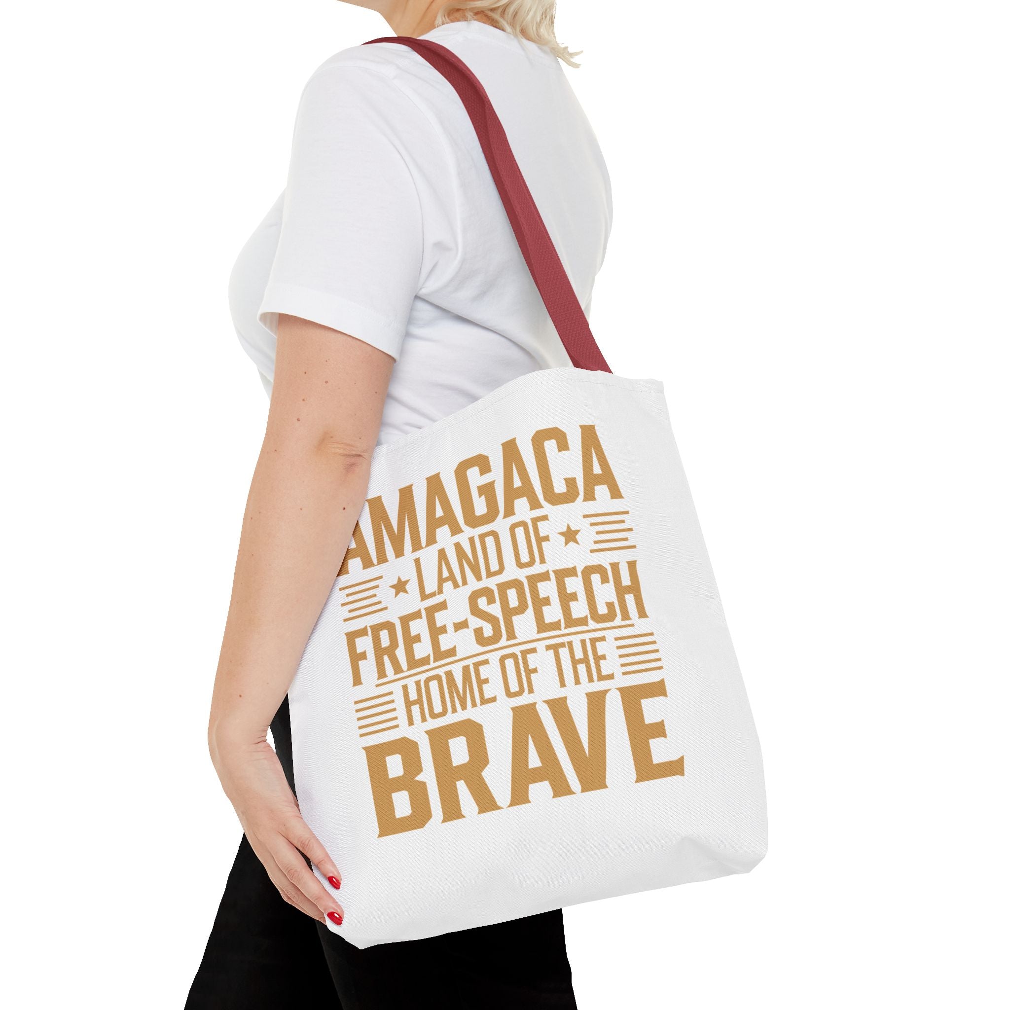 AMAGACA-LAND OF FREE SPEECH AND HOME OF TEH BRAVE Tote Bag (AOP)