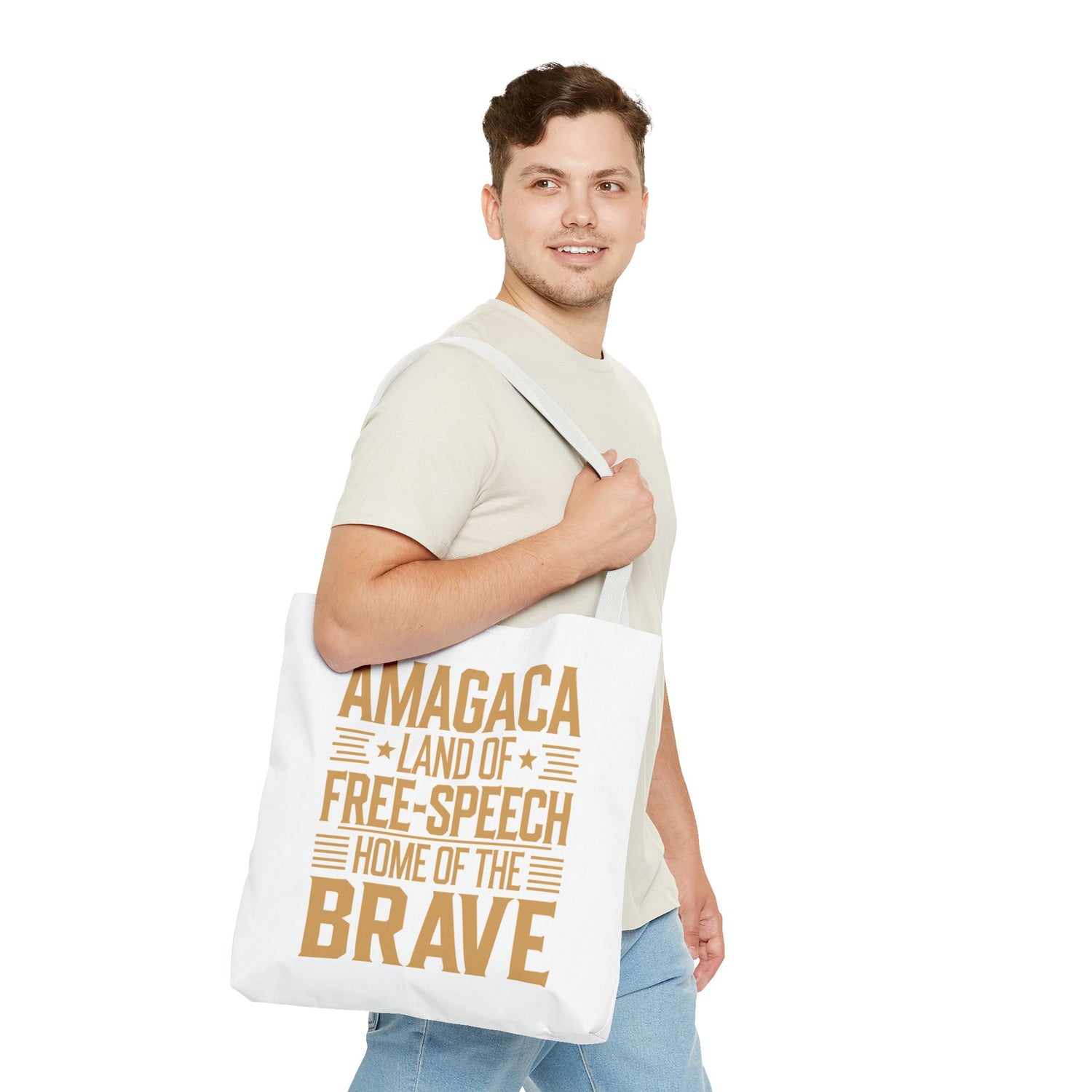 AMAGACA-LAND OF FREE SPEECH AND HOME OF TEH BRAVE Tote Bag (AOP)