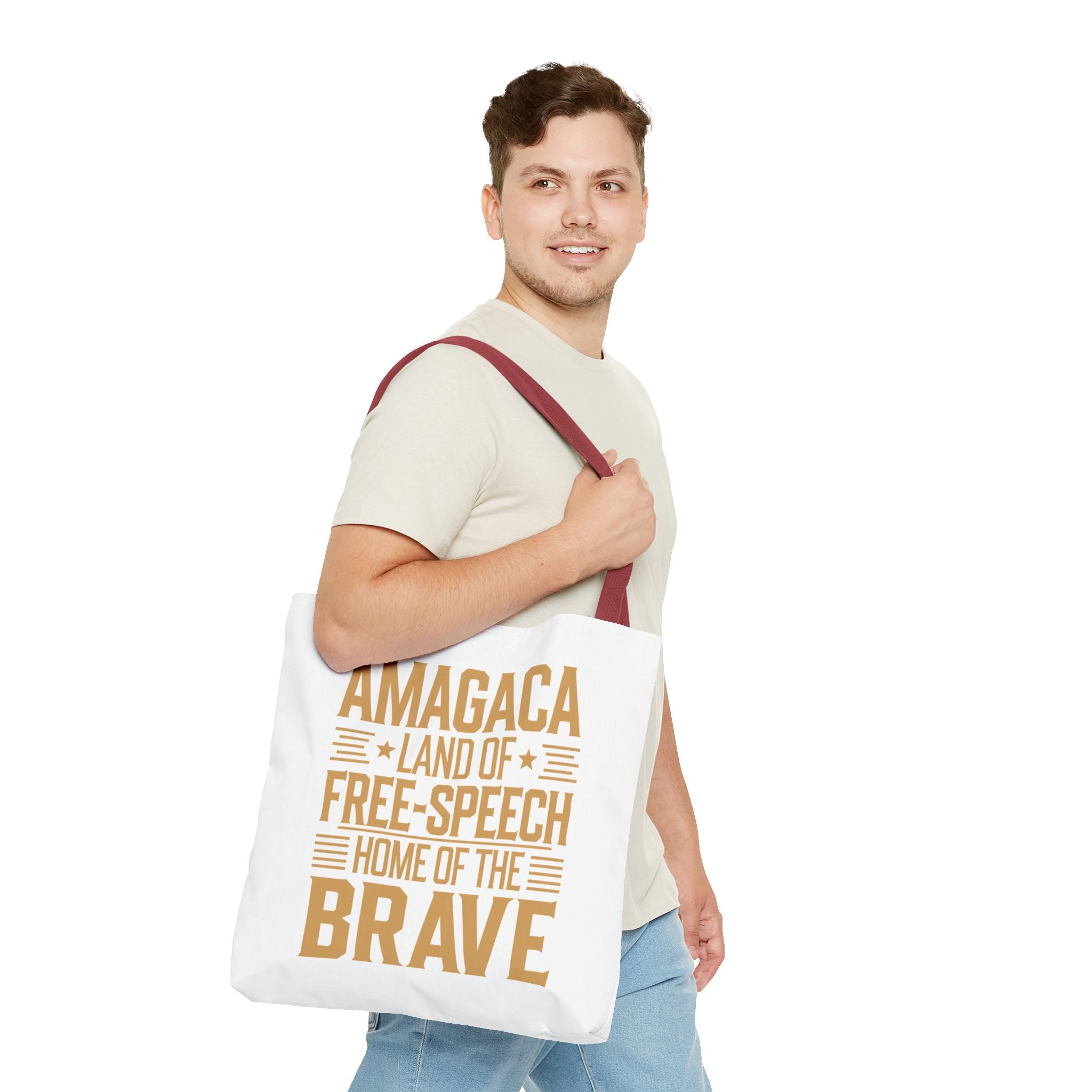 AMAGACA-LAND OF FREE SPEECH AND HOME OF TEH BRAVE Tote Bag (AOP)