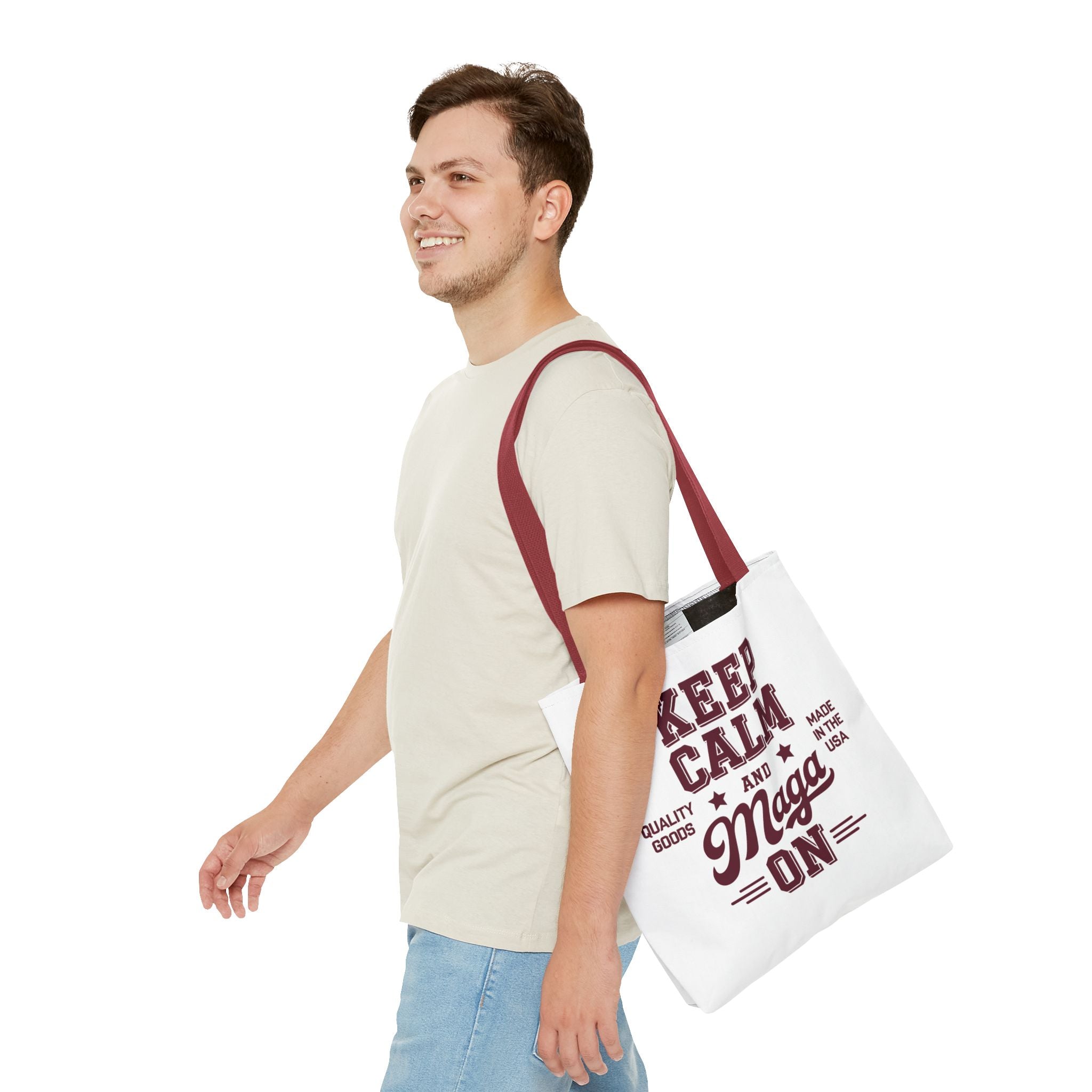 KEEP CALM AND MAGA ON Tote Bag (AOP)