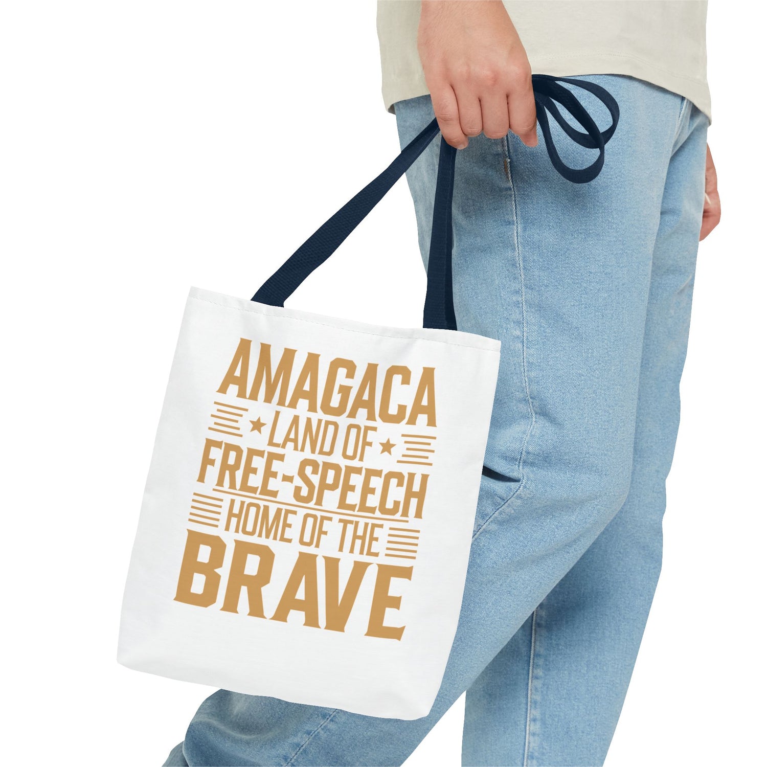 AMAGACA-LAND OF FREE SPEECH AND HOME OF TEH BRAVE Tote Bag (AOP)