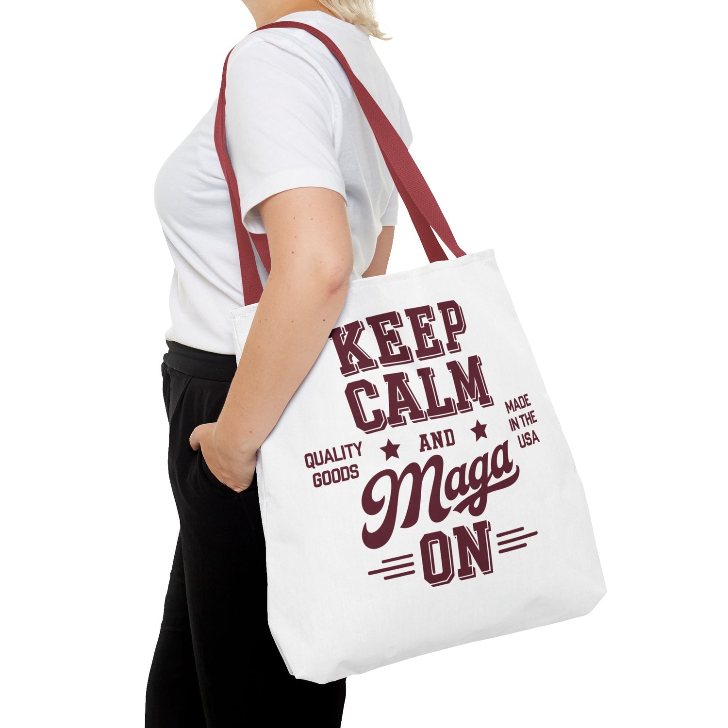 KEEP CALM AND MAGA ON Tote Bag (AOP)
