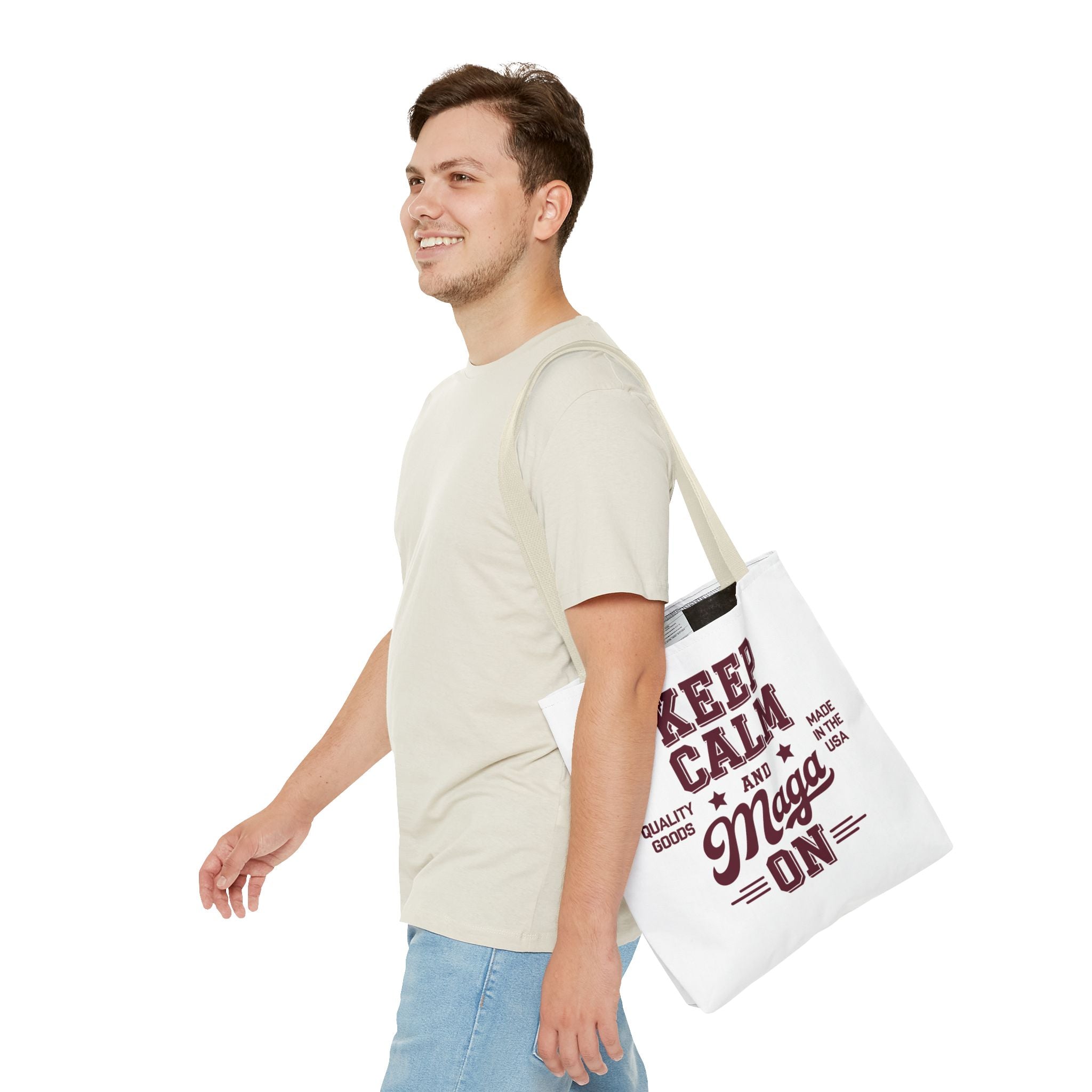 KEEP CALM AND MAGA ON Tote Bag (AOP)
