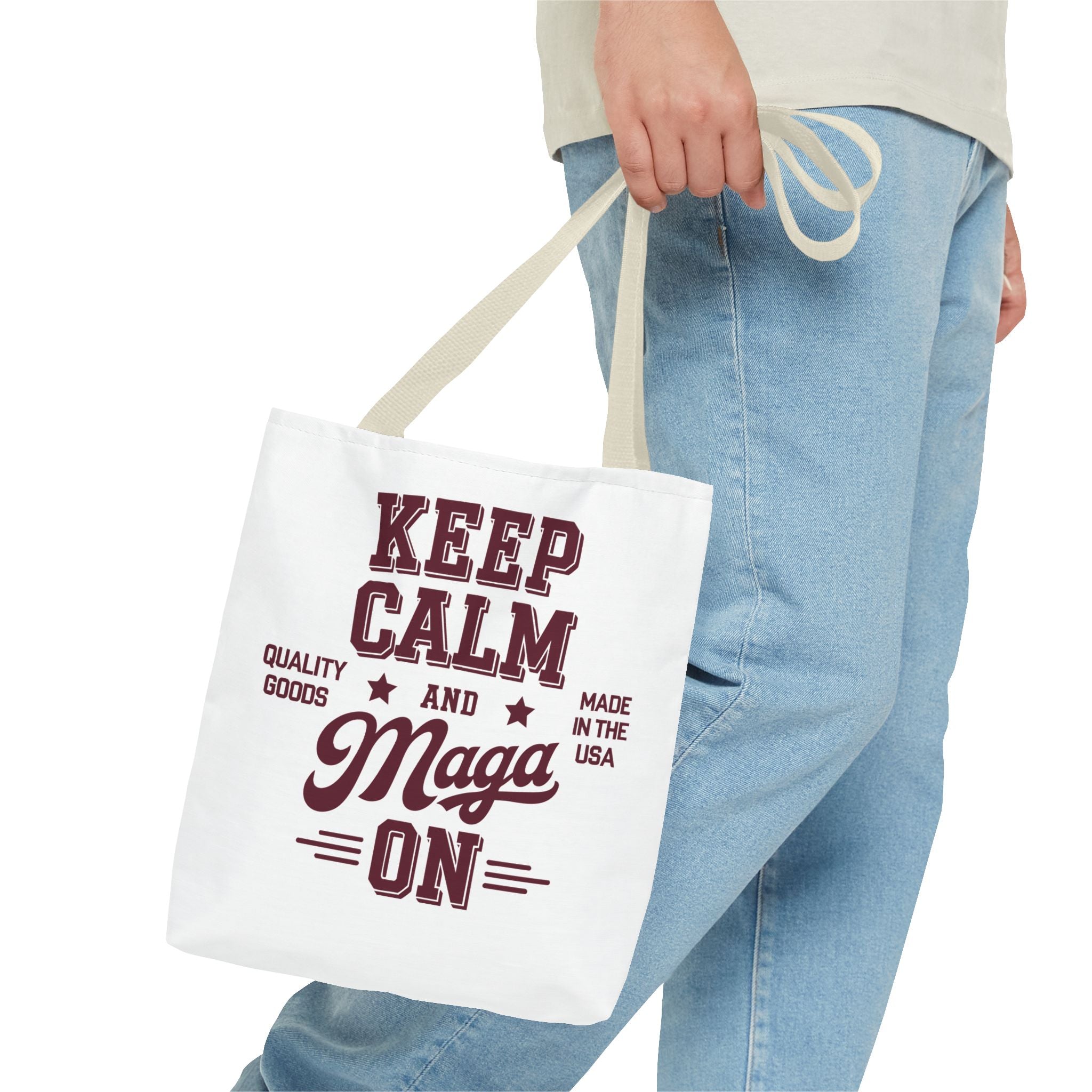 KEEP CALM AND MAGA ON Tote Bag (AOP)