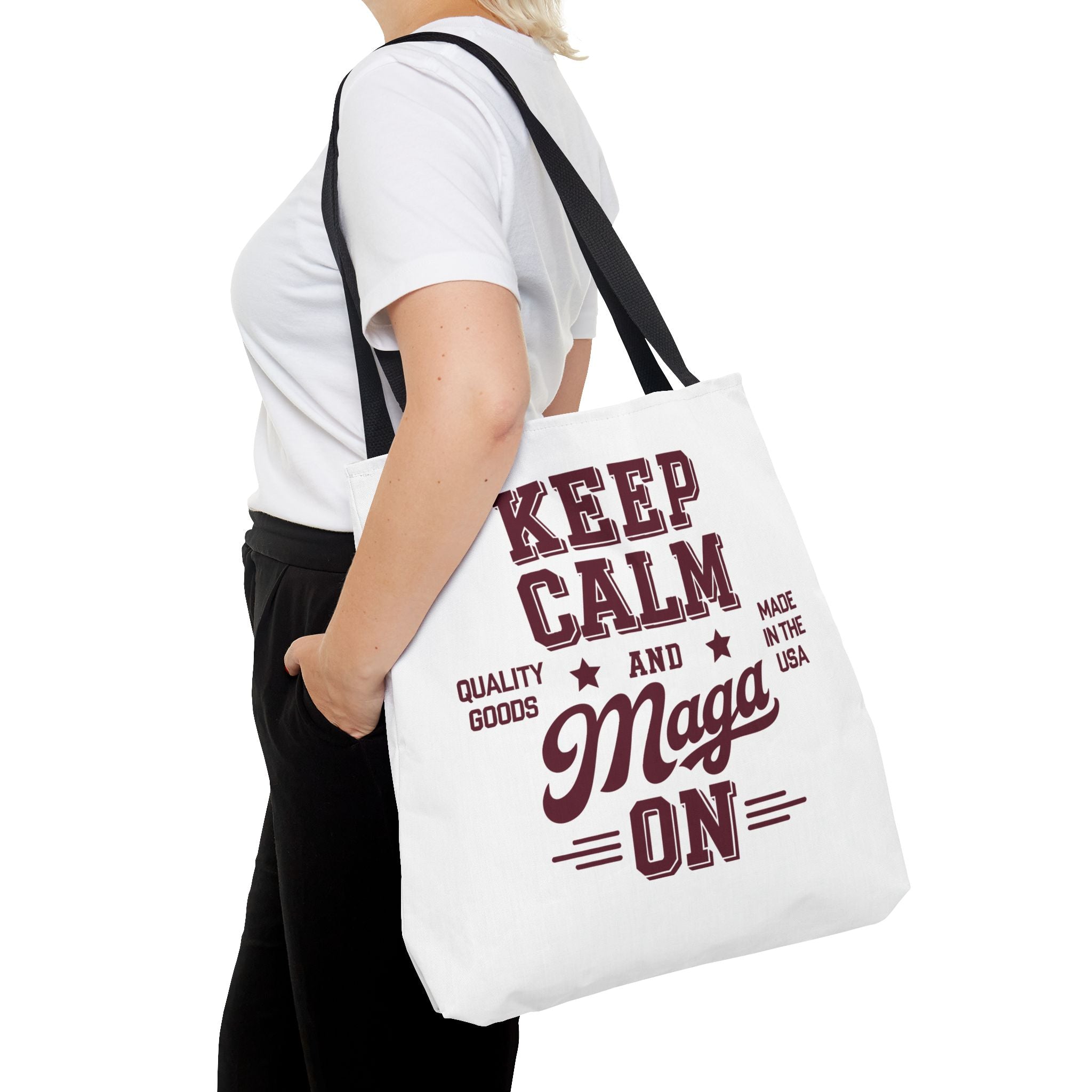 KEEP CALM AND MAGA ON Tote Bag (AOP)