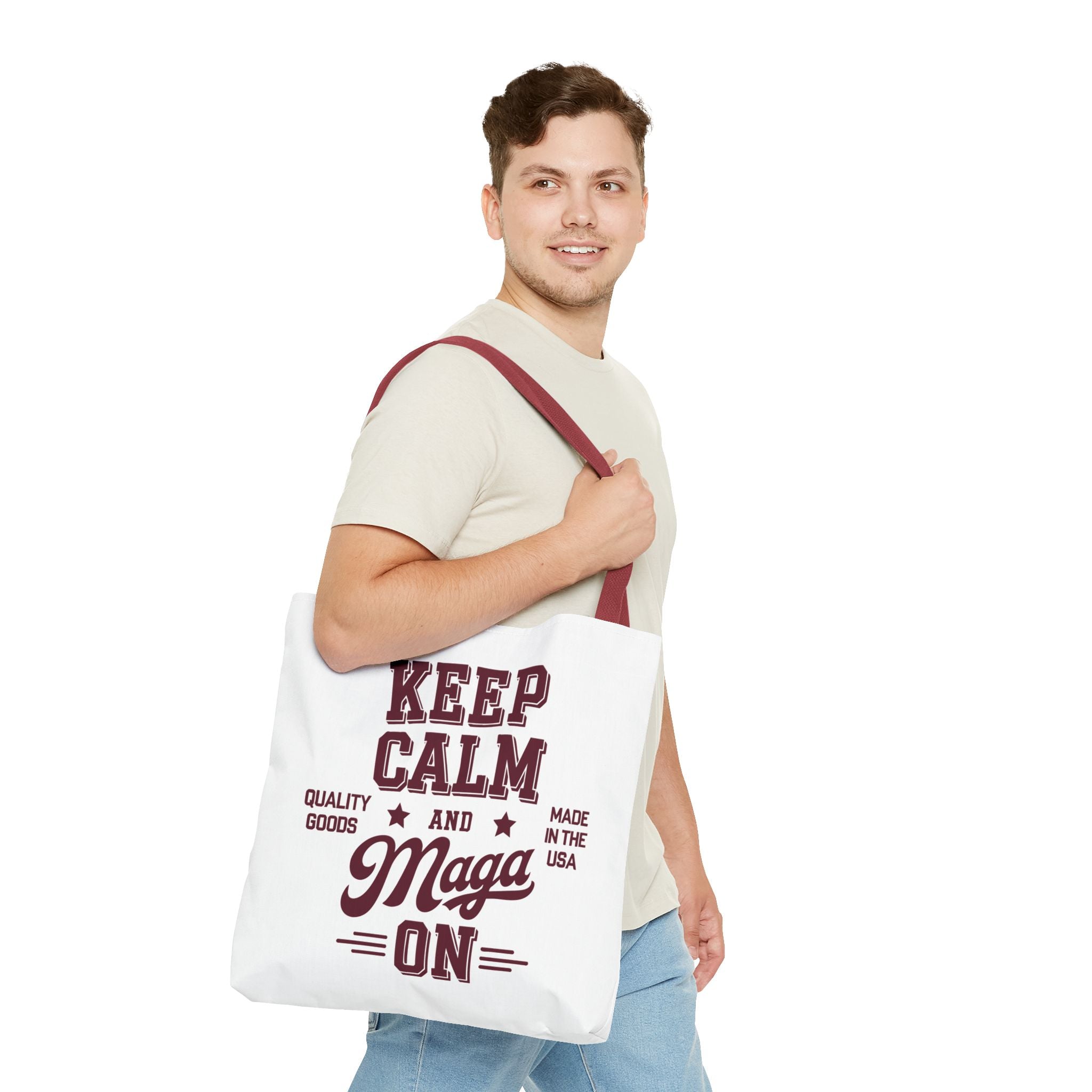 KEEP CALM AND MAGA ON Tote Bag (AOP)