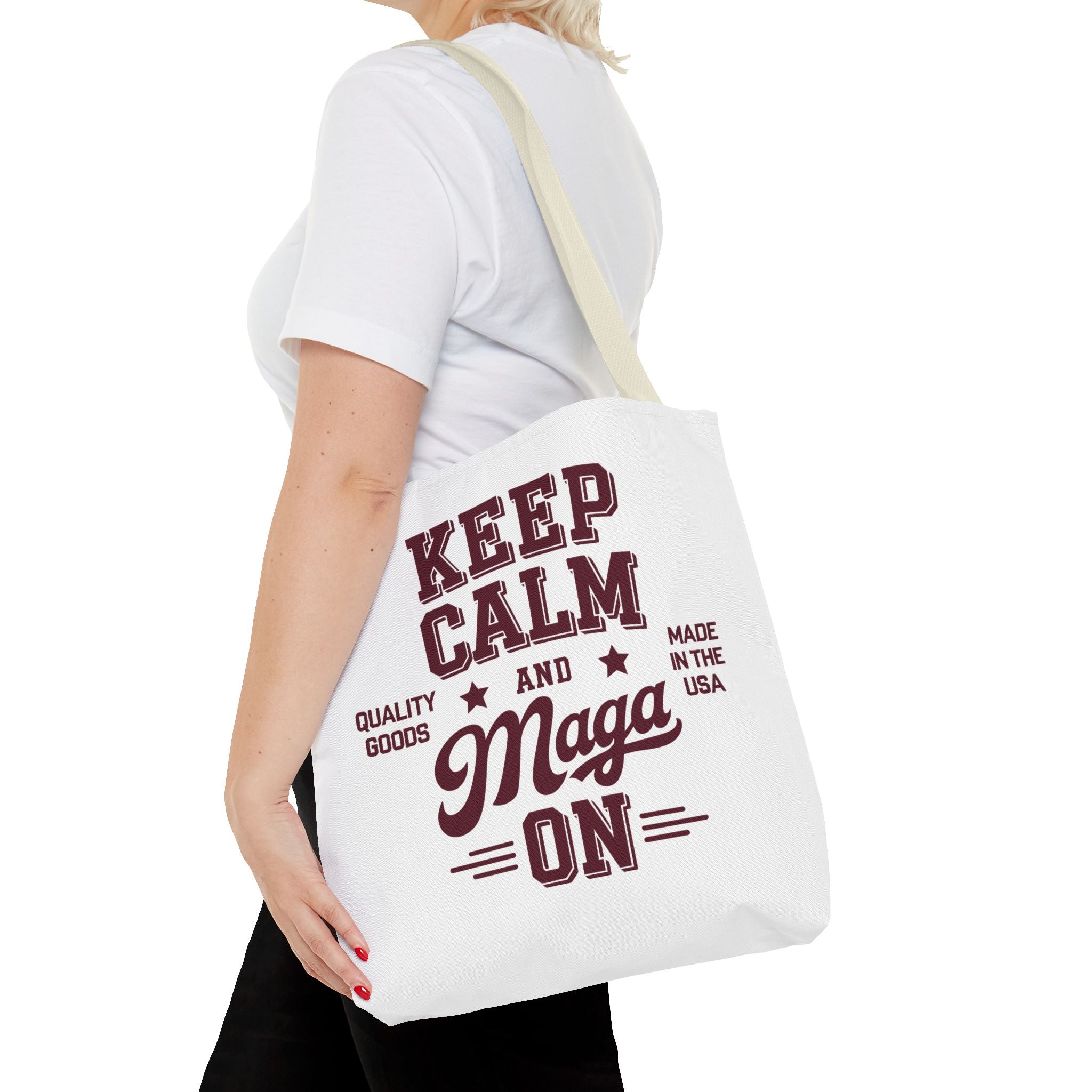 KEEP CALM AND MAGA ON Tote Bag (AOP)