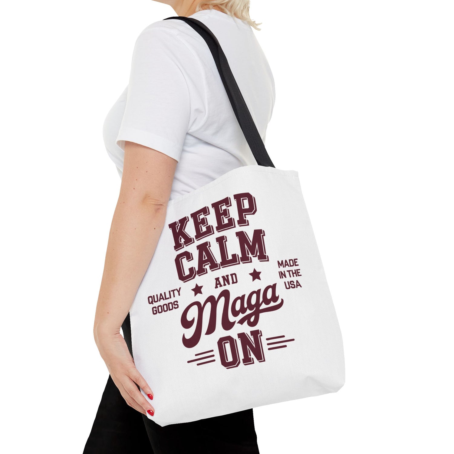 KEEP CALM AND MAGA ON Tote Bag (AOP)