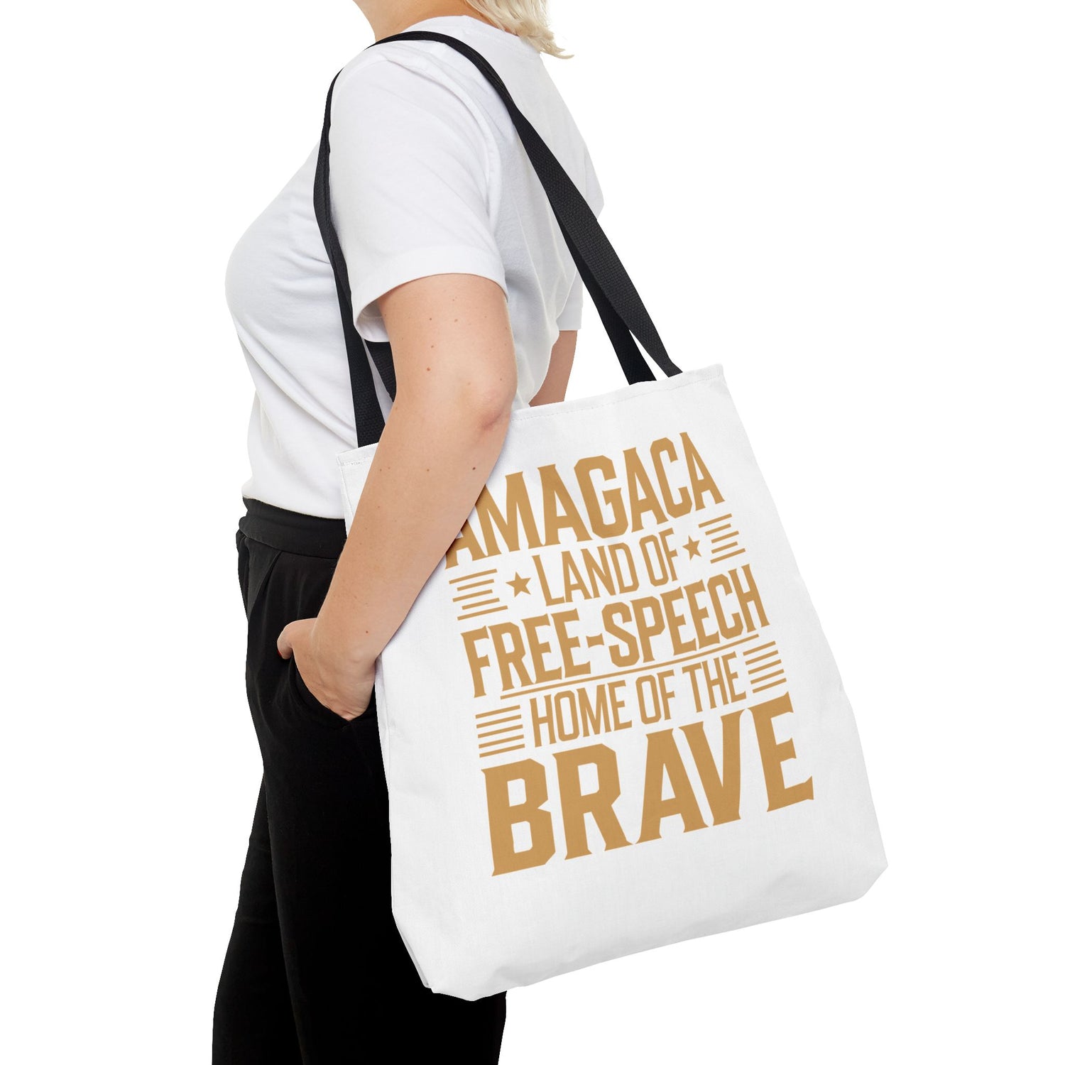 AMAGACA-LAND OF FREE SPEECH AND HOME OF TEH BRAVE Tote Bag (AOP)