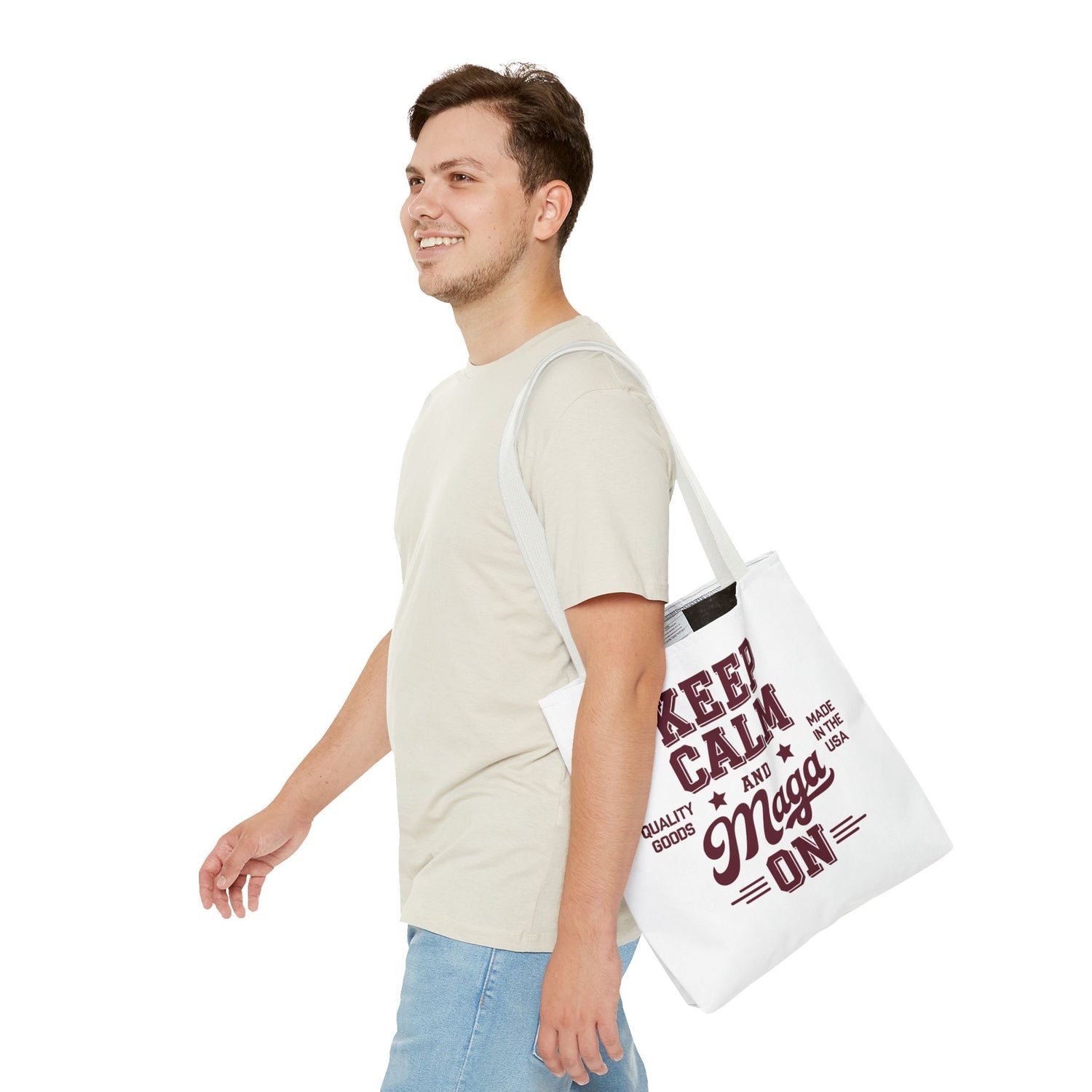 KEEP CALM AND MAGA ON Tote Bag (AOP)