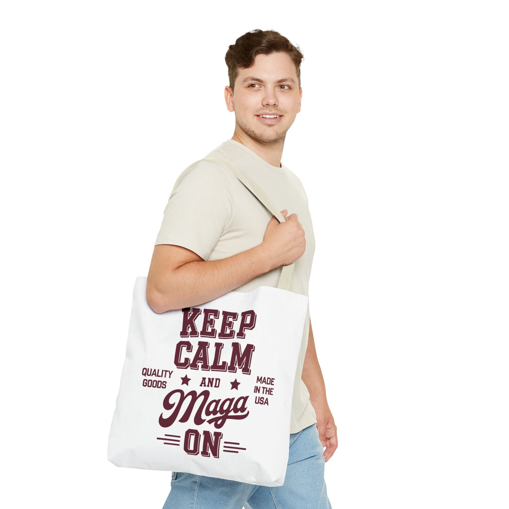 KEEP CALM AND MAGA ON Tote Bag (AOP)