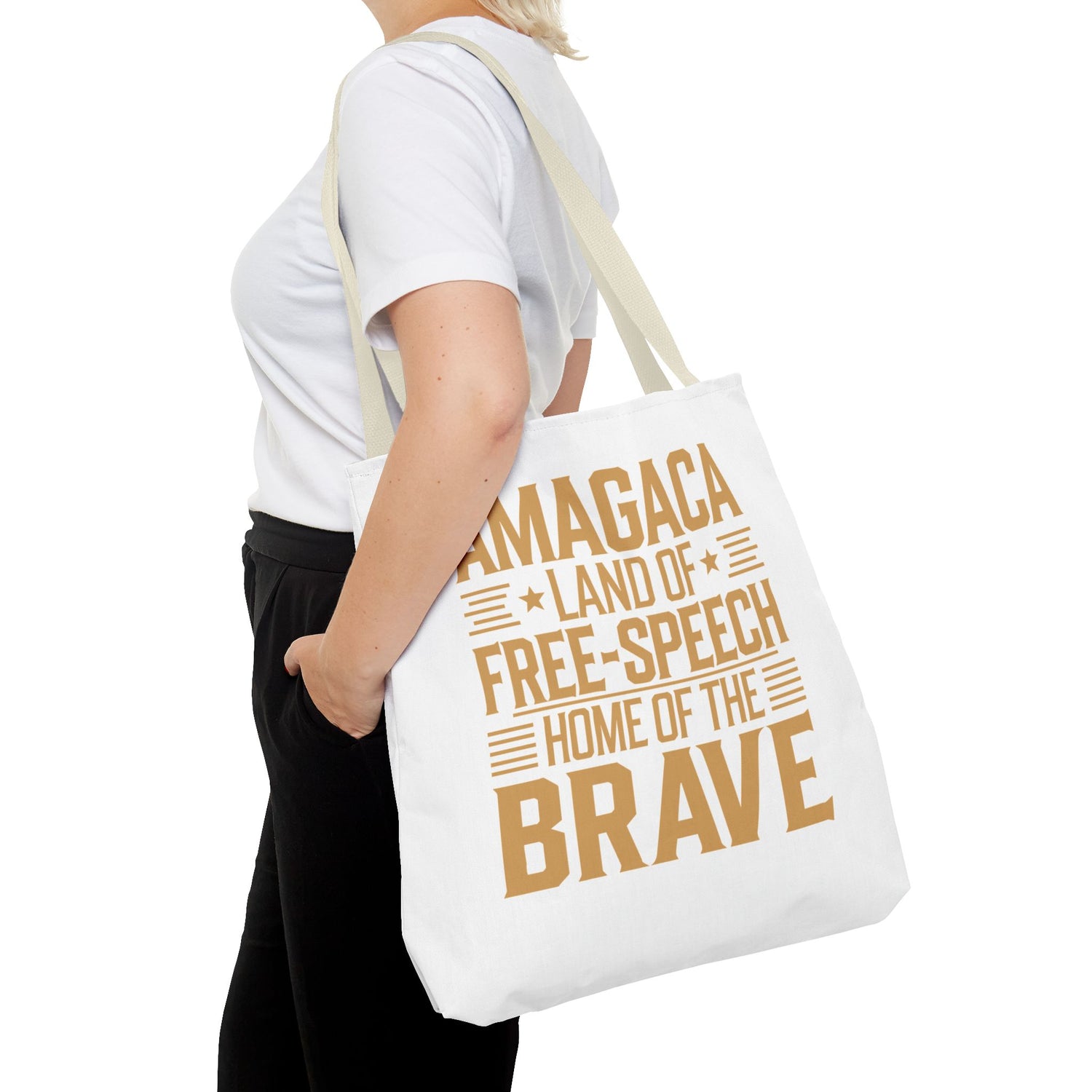 AMAGACA-LAND OF FREE SPEECH AND HOME OF TEH BRAVE Tote Bag (AOP)