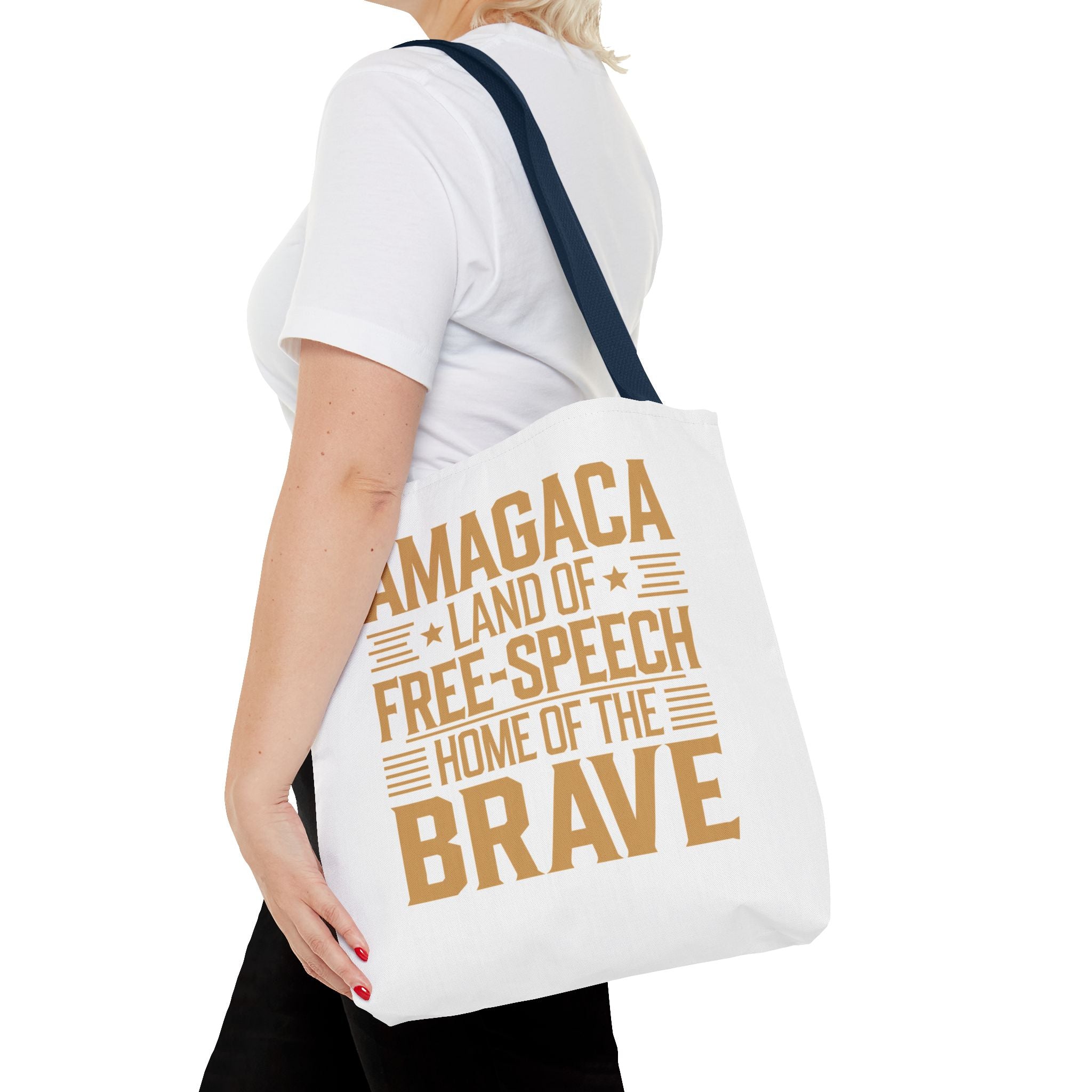 AMAGACA-LAND OF FREE SPEECH AND HOME OF TEH BRAVE Tote Bag (AOP)