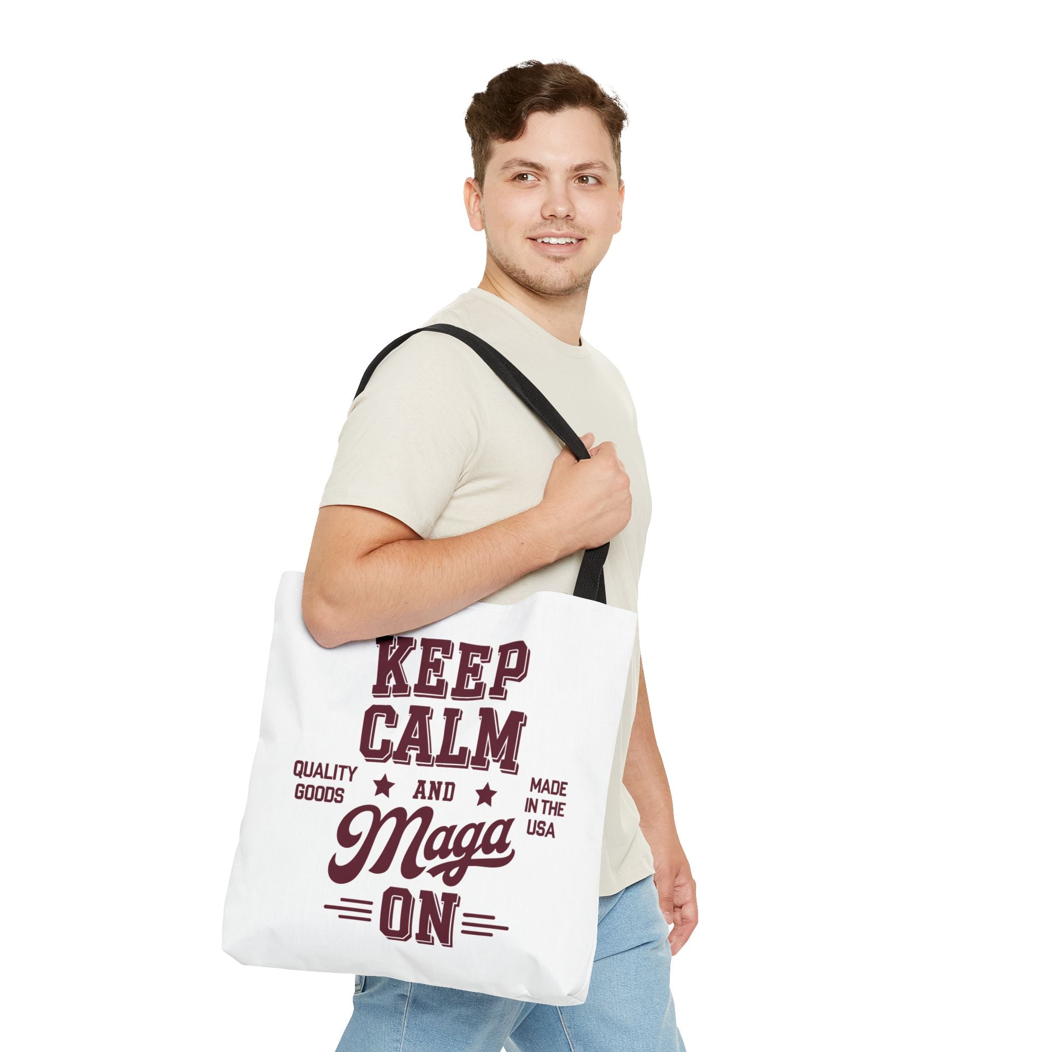 KEEP CALM AND MAGA ON Tote Bag (AOP)