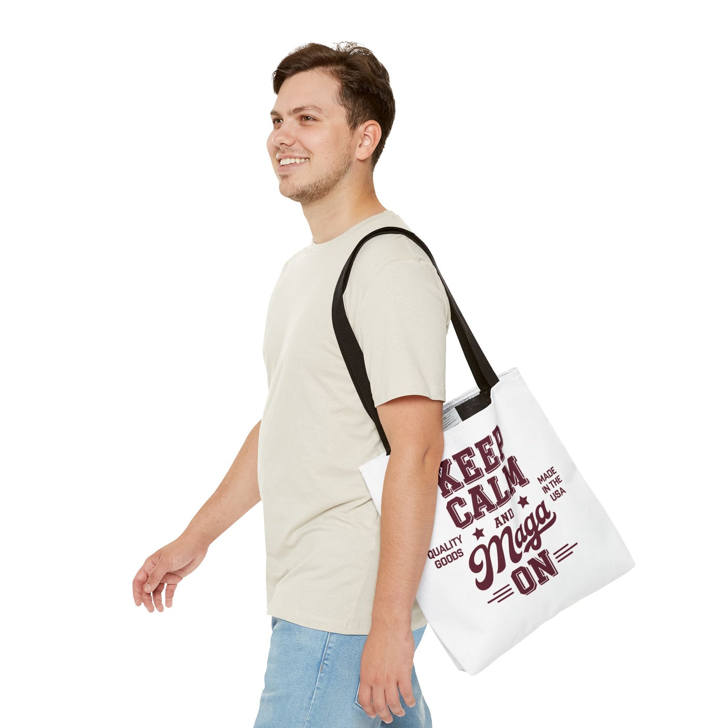 KEEP CALM AND MAGA ON Tote Bag (AOP)