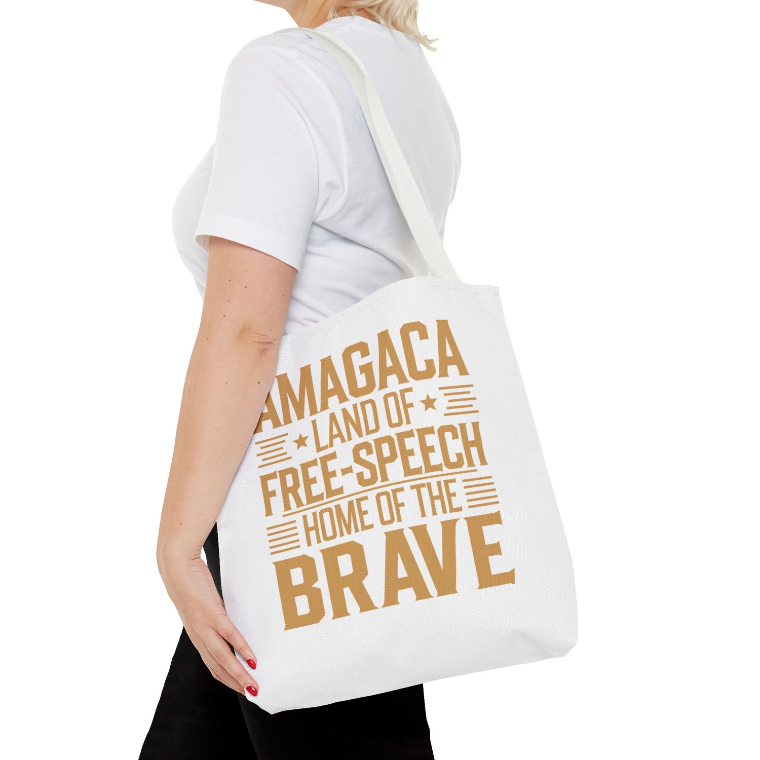 AMAGACA-LAND OF FREE SPEECH AND HOME OF TEH BRAVE Tote Bag (AOP)