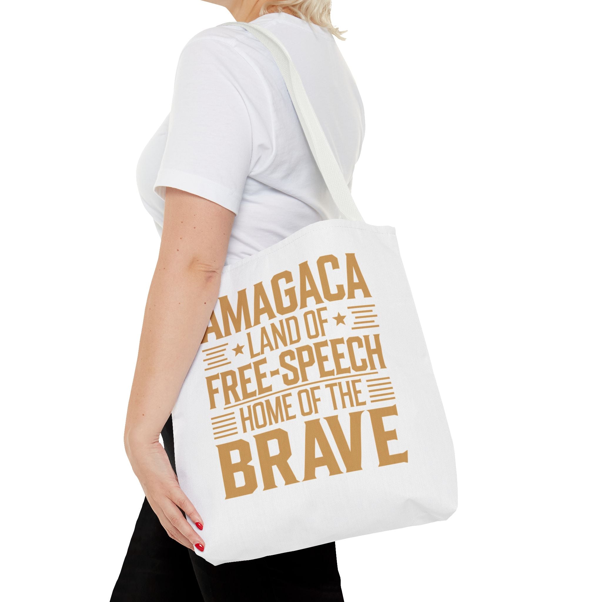 AMAGACA-LAND OF FREE SPEECH AND HOME OF TEH BRAVE Tote Bag (AOP)