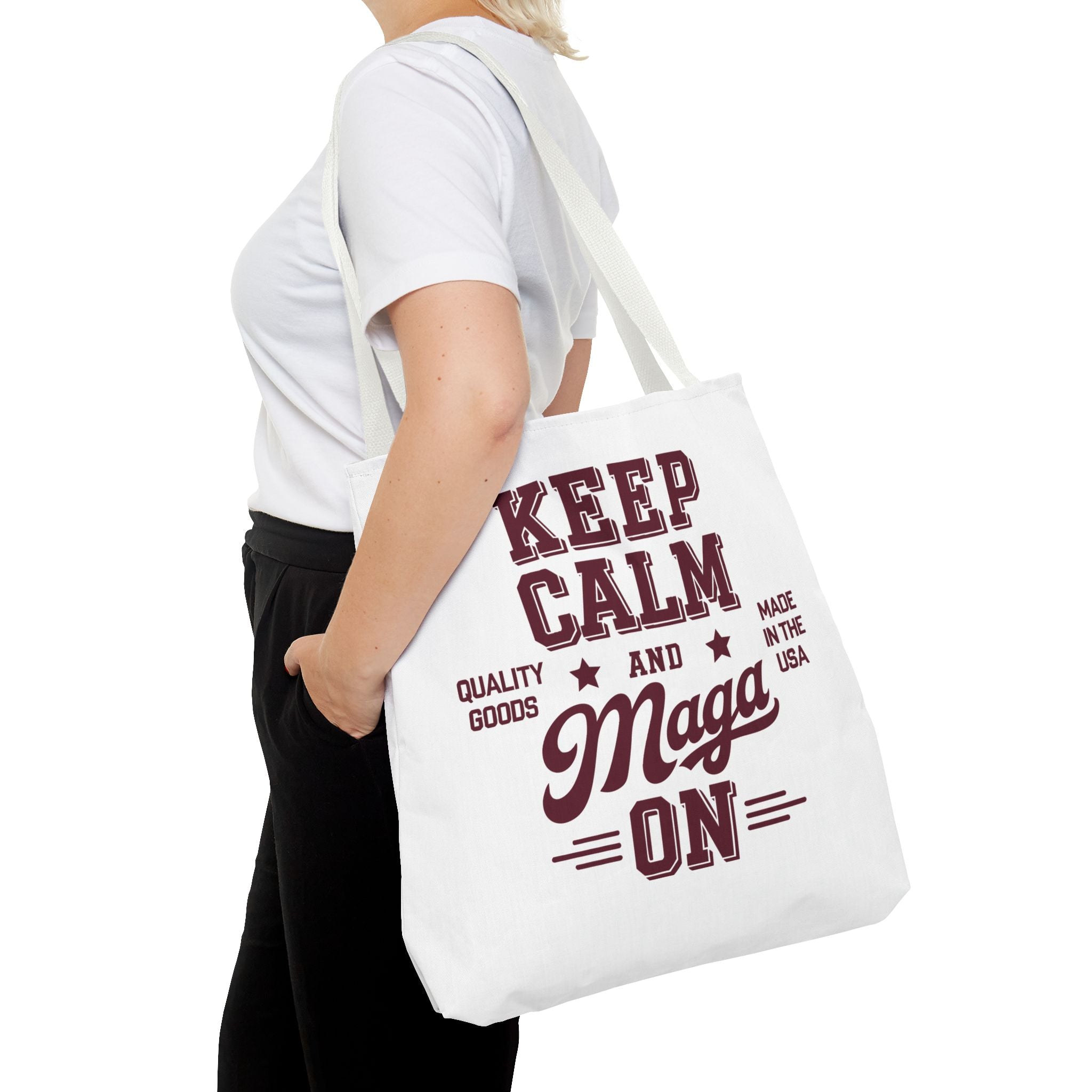 KEEP CALM AND MAGA ON Tote Bag (AOP)