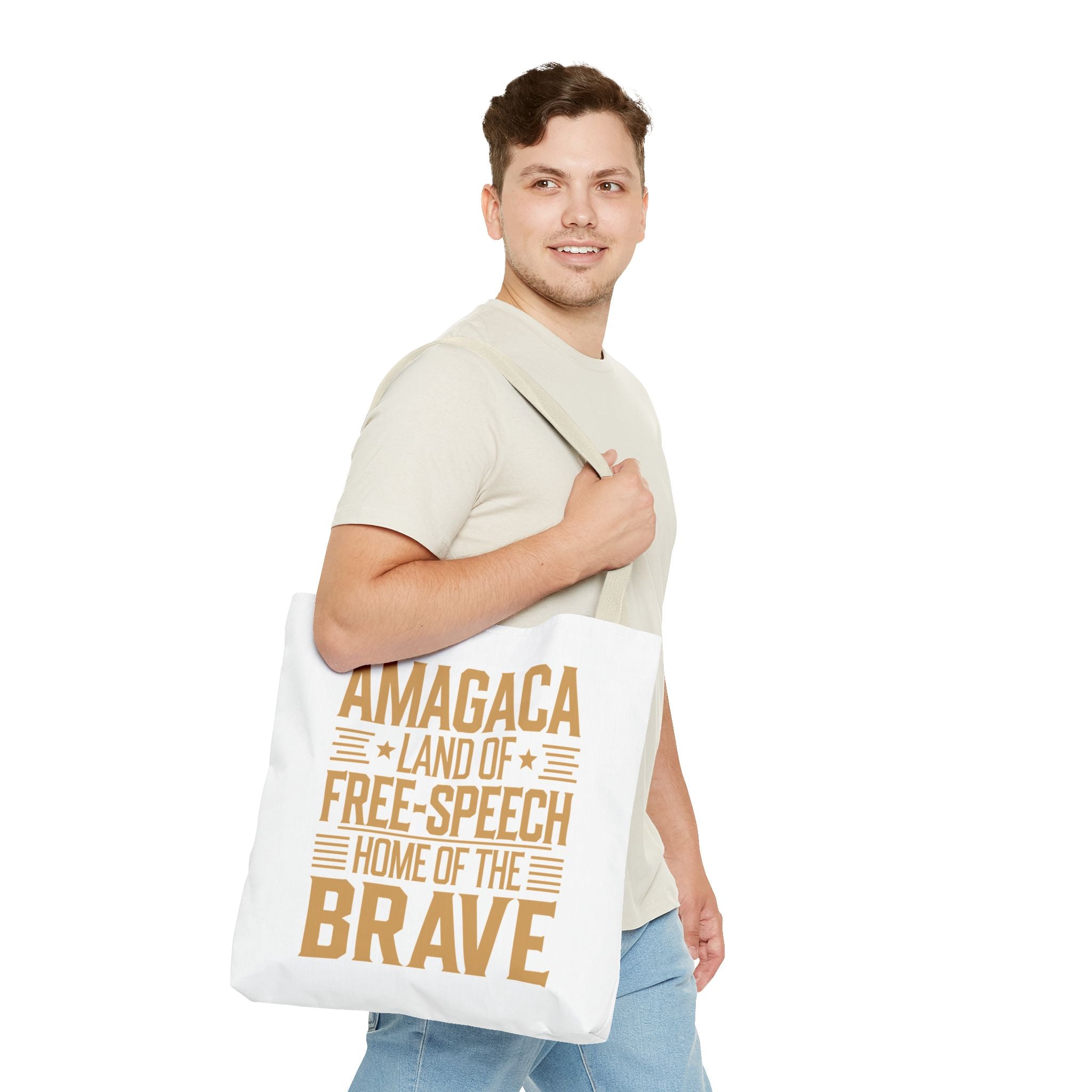 AMAGACA-LAND OF FREE SPEECH AND HOME OF TEH BRAVE Tote Bag (AOP)