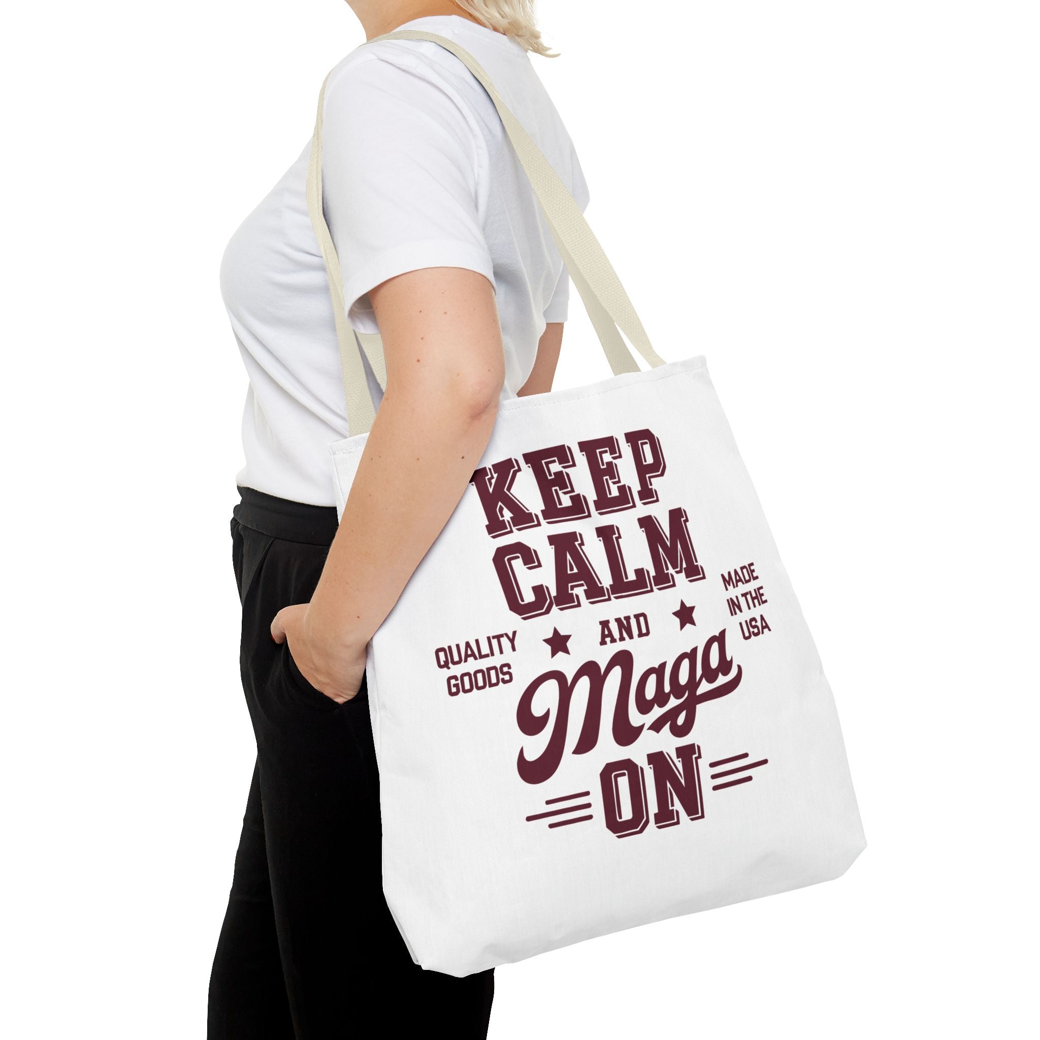 KEEP CALM AND MAGA ON Tote Bag (AOP)