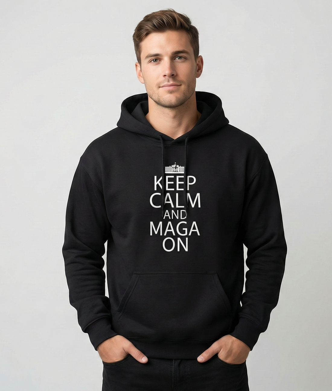 Keep Calm and MAGA On Cozy Heavy Blend Unisex Men Women Hoody